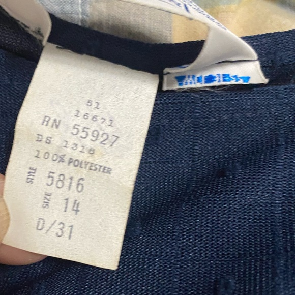 Vintage 1970s Navy Blue Semi Sheer Polyester Medium Dress NOS NWT - Picture 6 of 6